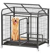 Amazon.co.jp: TUIYIDUO 大型犬用ケージ 屋根付き 110cm キャスター