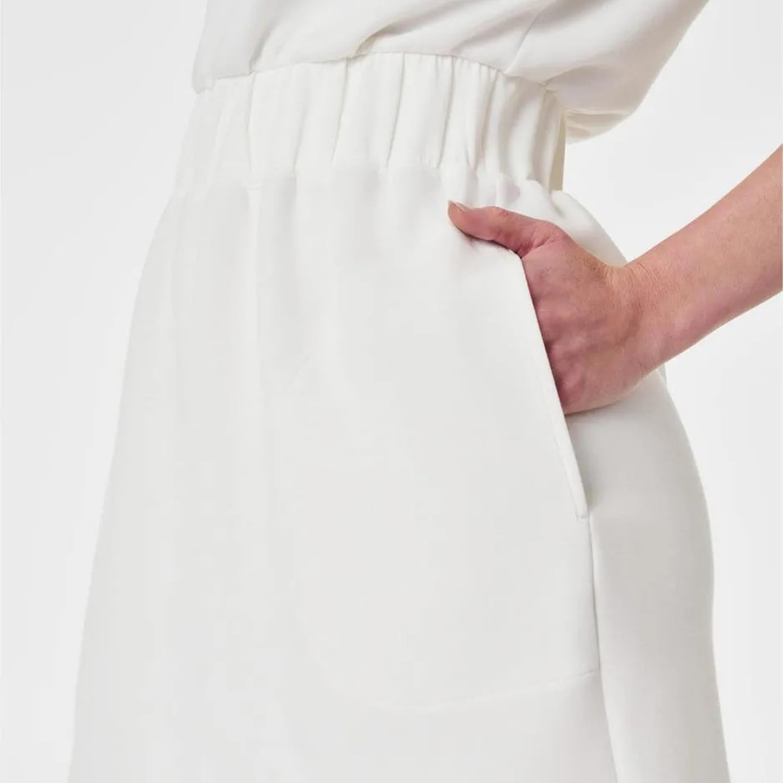 Vestido de Punto para Mujer | Cintura Ceñida con Bolsillos | Viajes de Verano | Ligero,Largo hasta la Rodilla