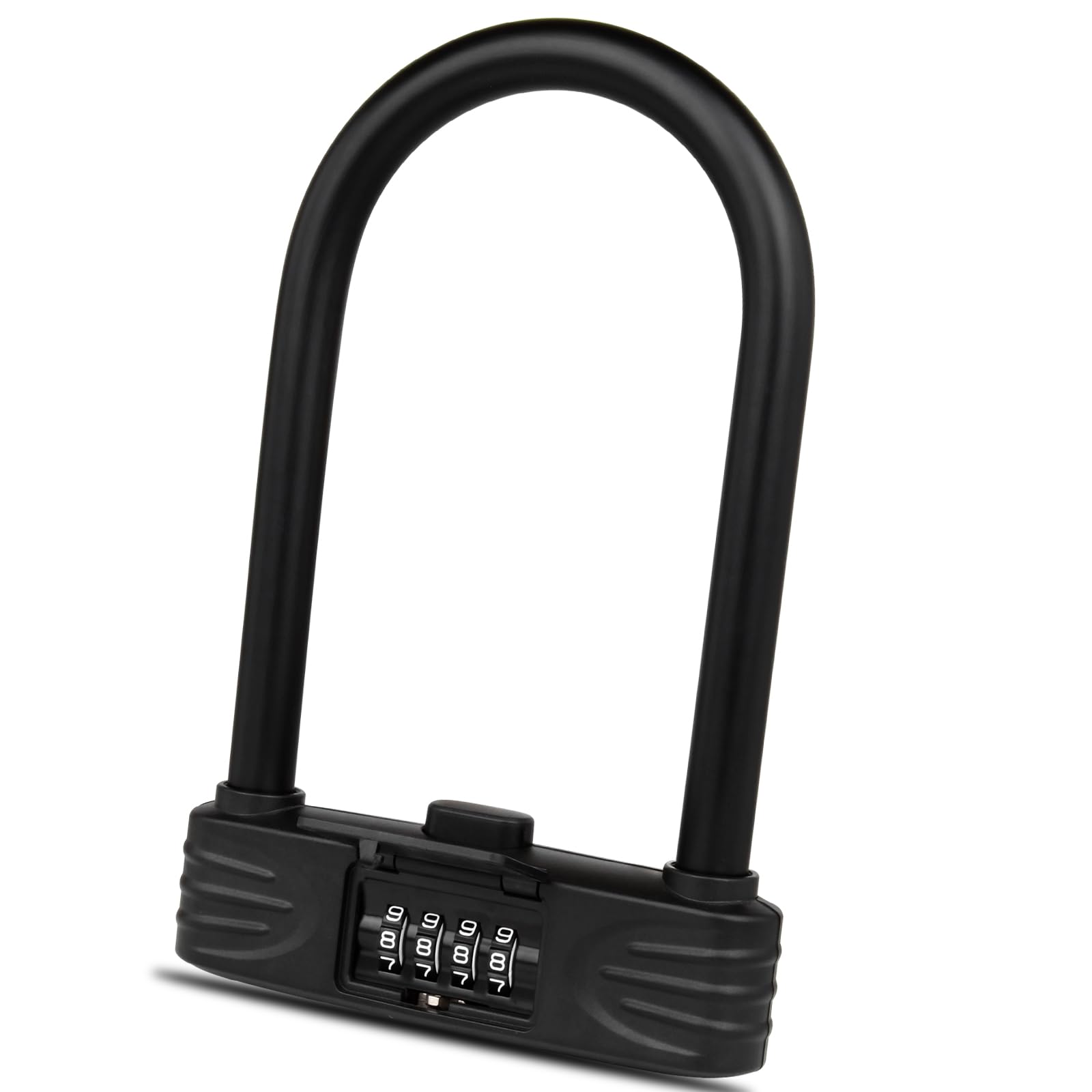 Lucchetto a U anti-taglio a 4 livelli, 16 mm, 4 cifre, resettabile, quadrante impermeabile e protezione in PVC per bicicletta, moto, e-bike, 0,9 kg