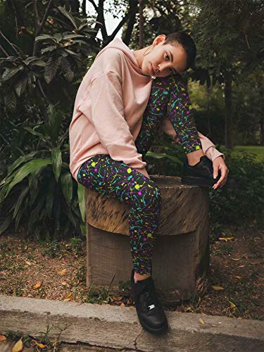 Image of sissycos Women's 80s Leggings Neon Artistic Splash Printed Buttery Soft Stretchy Pants