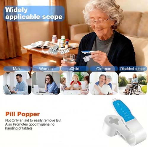 Image of 2nd Generation Pill Extractor Tool with Storage Compartment, Medicine Blister Pack Remover, Dual Tooth Design for Foil Piercing, Built-in Organizer Box,(Blue 1 pcs)