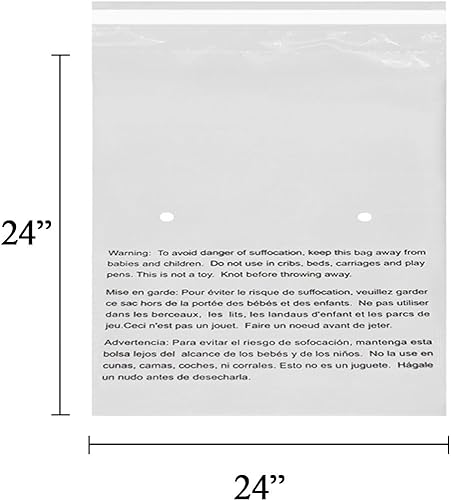 Vista 10 de EcoSwift - 24” X 36" (1 Count) Self Seal Clear Poly Bags with Suffocation Warning for Packaging, Shipping - Permanent Adhesive