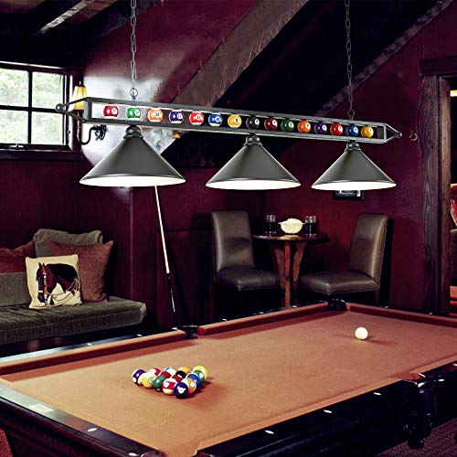 Hanging Pool Table Lamp, Billiard Light, 3 Pendant Light for Game Room, Dinning Room, Living Room, Bar, Cafe, Restaurant, Beer Party, Man Cave