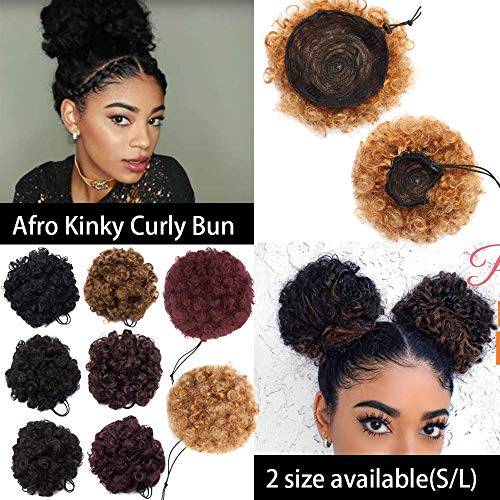 S-noilite Afro Bun Exce With Drawstring Afro Kinkessy Un(6"al black)