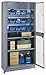 Lyon DD1153B Pre-engineered All Welded Visible Storage Deep Cabinet with 15 Plastic Bins, 4" Base and 2 Shelves, 36" Width x 21" Depth x 72" Height, Dove Gray