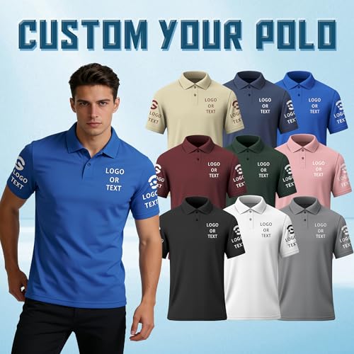 Polos personalizados para hombres y mujeres con logo impreso y texto para golf, trabajo, equipo, negocios casuales miniatura 2