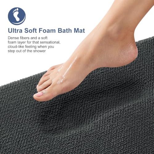 Image of OLANLY Memory Foam Small Bathroom Rugs 24x16, Absorbent Bath Mat, Dark Grey | Soft Quick Dry Bath Rugs, Non-Slip Carpet, Machine Washable Mat for Bathroom Floor, Tub and Shower, Home Decor Accessories