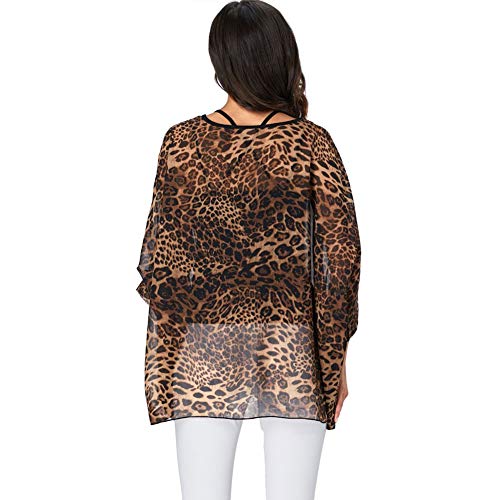Image of Ckikiou Plus Size Batwing Flowy Semi Sheer Chiffon Blouse Tunic for Women Summer Floral Print Boho Beach Cover ups