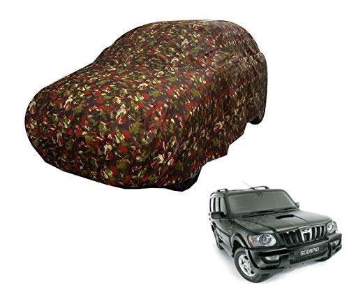 Image of Auto Hub Car Cover Compatible with Mahindra Scorpio Old with Weather Proof, Triple Stitched, Scorpio Car Cover Jungle Look