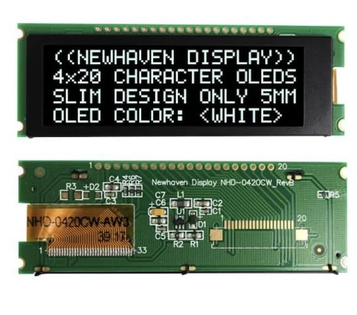 NHD-0420CW-AW3,OLED Displays & Accessories 4x20 White Slim Character OLED