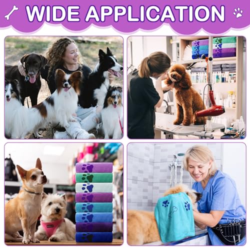 Image of 8 Pcs Dog Towel for Drying, 55 x 28 Inch, Dog Paw and Bone, Classic Color