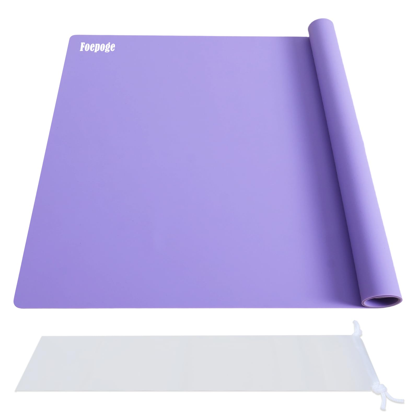 Foepoge Silicone Mat for Worktops: 71 × 51 cm Extra Large Craft Mat for Resin - Large Silicone Painting Mat - Waterproof Worktop Protector - Heat Resistant Counter Protector - Purple