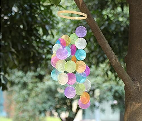 FLCSIed Capiz Shell Wind Chimes Outdoor, Unique Memorial Handmade Chimes, Hanging Windchimes Unique Memory Gifts for mom, Best Friends, Grandma. Sea Shell Beach Decoration for Garden, Patio, Yard