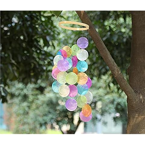 FLCSIed Capiz Shell Wind Chimes Outdoor, Unique Memorial Handmade Chimes, Hanging Windchimes Unique Memory Gifts for mom, Best Friends, Grandma. Sea Shell Beach Decoration for Garden, Patio, Yard Cover
