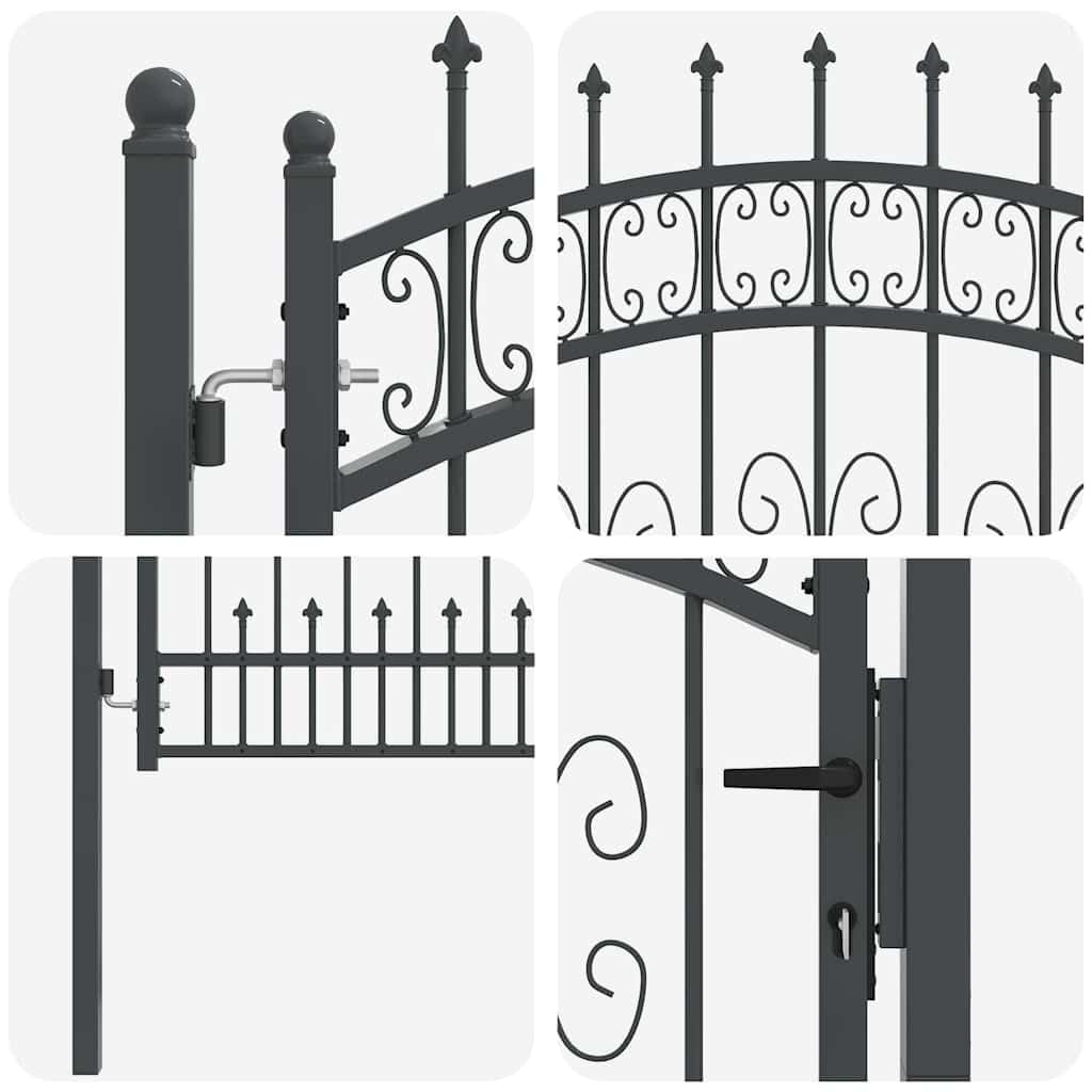 Brama ogrodzeniowa z komorą Speer-Top 103 x 142 cm stal szara, lakierowana metalowa furtka ogrodzeniowa z zamkiem sworznia przesuwnego do działki, strefy wejściowej i ogrodu przed domem