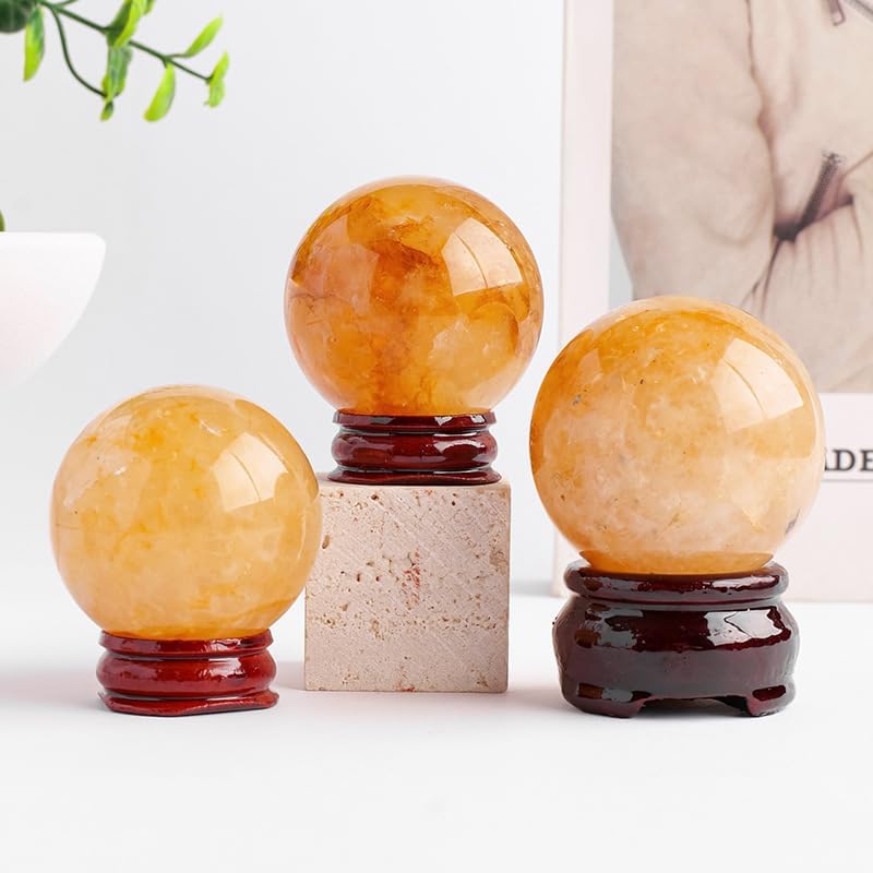 Yellow Crystal Ball Decorative Ornament for Home and Office Sphere Versatile Accessory,40~50mm