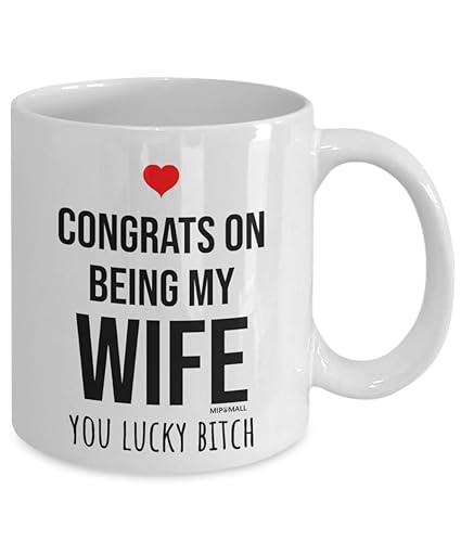 MIPOMALL Valentines Gifts for Her, Congrats on Being My Wife, Valentines Day Gifts from him Husband, Funny Birthday Gifts Cup, Christmas Presents