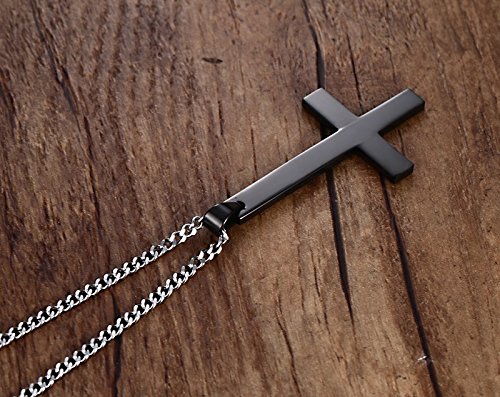 Sinobear Custom Personalized Inverted Cross Necklace Stainless Steel Pendant For Men Women (Black) #TOP3