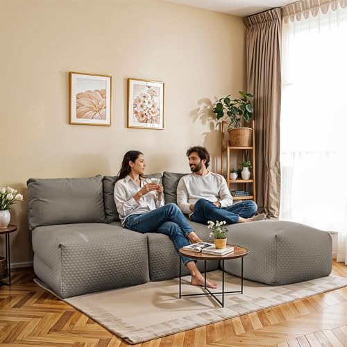HAPPERS Sofá Chaise Longue 3 plazas Modular Morgan en Color Gris con Fundas Lavables