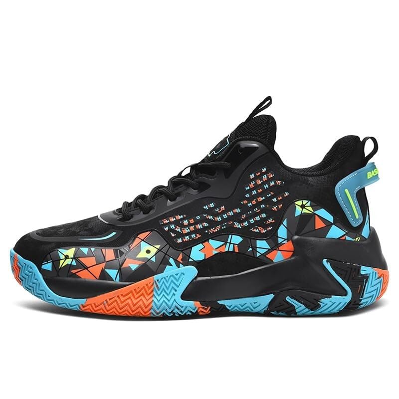 Solastride Zapatillas de Baloncesto de Talla Grande for Hombre: Ligeras, duraderas, Modernas y adecuadas for Adolescentes. Botas Deportivas for Interiores y Exteriores.(Black Orange,42 EU)