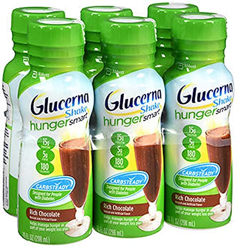 Glucerna Hunger Smart, Diabetes Nutritional Shake, to Help Manage Blood Sugar, Rich Chocolate, 10 fl oz - Pack of 6