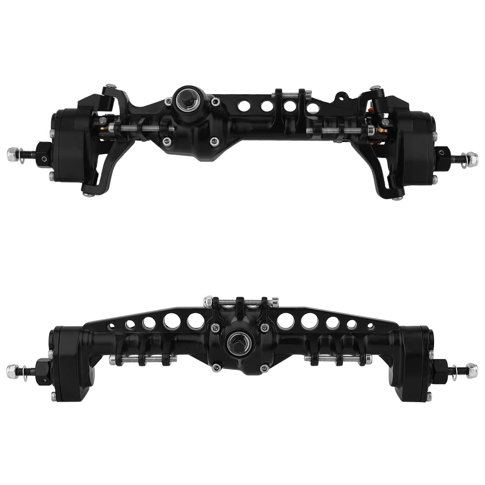 Pothyes CNC Metal Front and Rear Portal Axles for 1/10 RC Crawler Car Axial SCX10 III AXI03006 AXI03007 Wrangler JL AR45 Axle Upgrade Part (Black)
