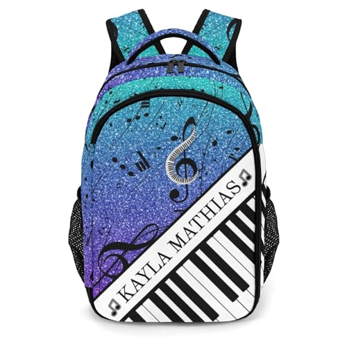 Custom Text Ombre Glitter Music Note Piano Backpacks for Girls Boys School, Capacity School Backpacks for Kids Water-resistant Bookbags2