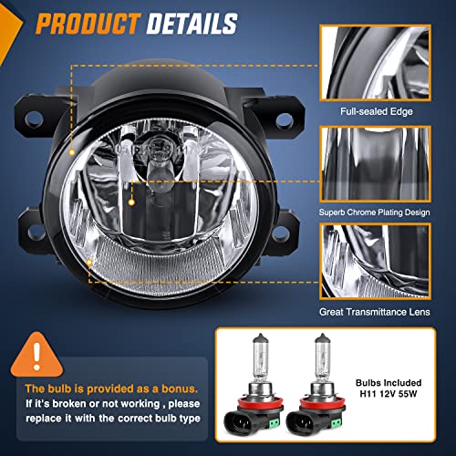 51LelfFaJuL. SL500  - Nilight Fog Lights Assembly Compatible with 2013 2014 2015 2016 2017 2018 2019 2020 Honda City CRV CRZ Civic Crosstour Ram Promaster Jeep Cherokee Compass Acura TSX ILX RDX Chrysler