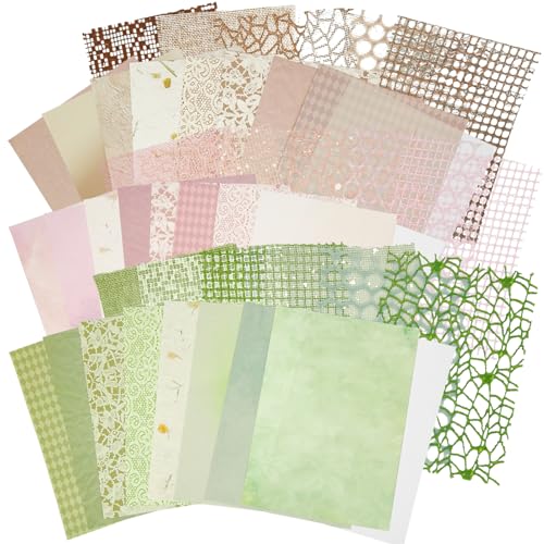 45Sheets Handmade Textured Paper Set, 7.1x5.2 Inches Mesh Papers for Scrapbook Supplies Scrapbooking Kit for DIY Projects 3 Styles