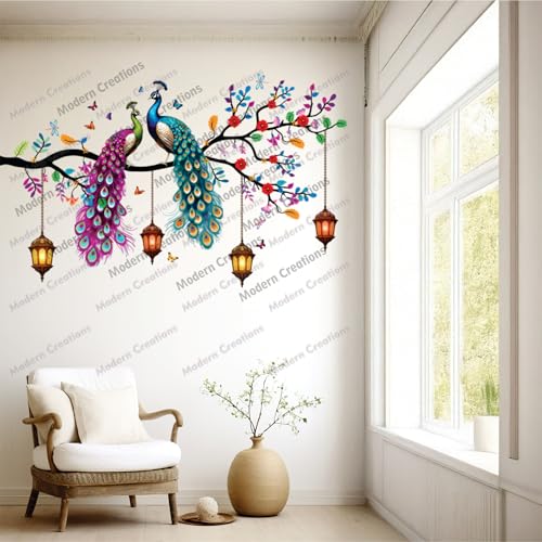 Image of Peacock wall Sticker 3D Large Big Size Living Room Home Decoration Vinyl Decorative Bird Mural Elegant Interior decor