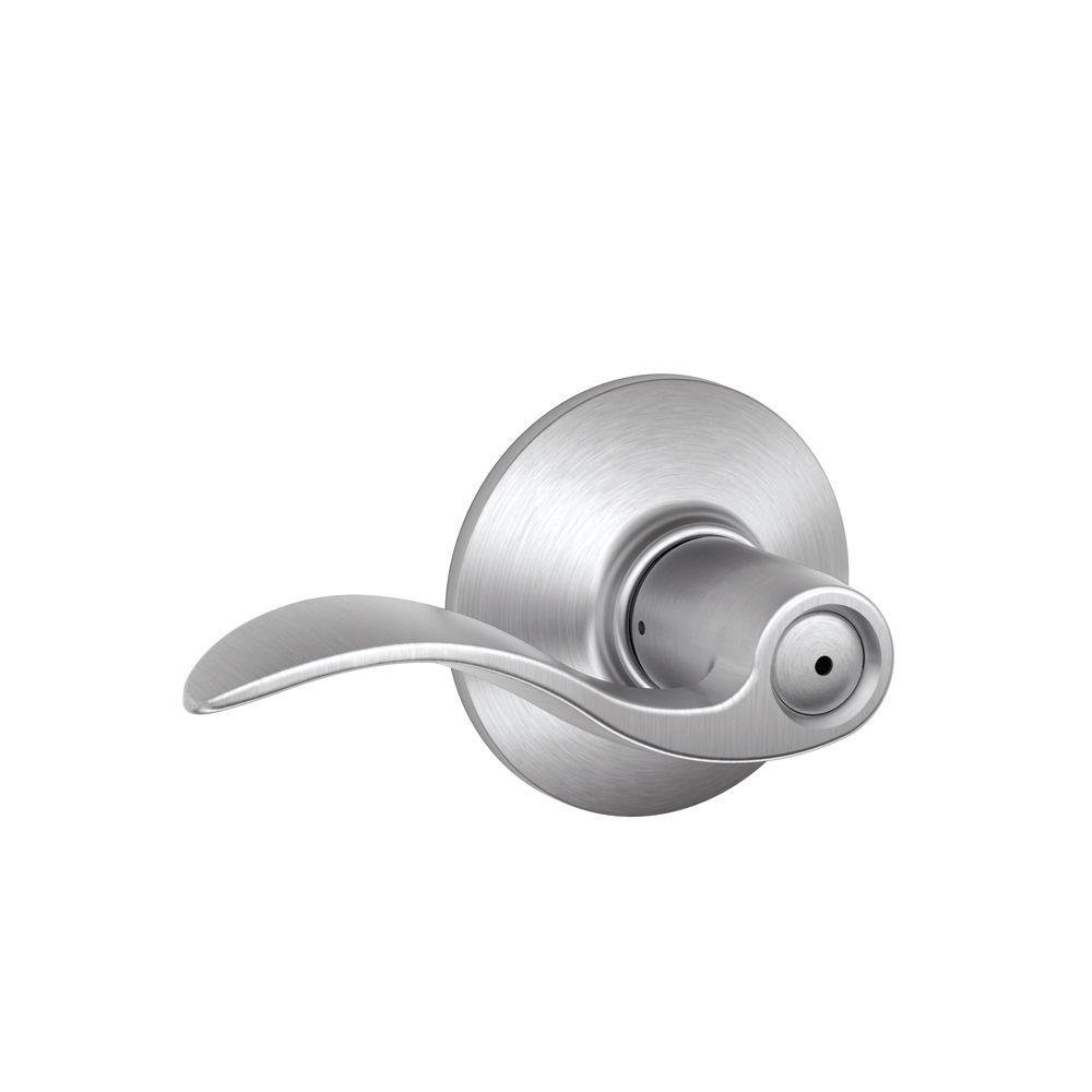 SCHLAGE Accent Bed/Bath Privacy Door Handle with Lock, Satin Chrome