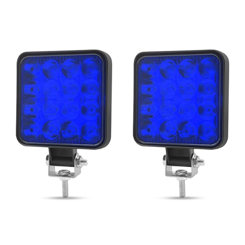 Phares de Travail Antibrouillard LED Ultra-lumineux, Lot de 2 Barres Lumineuses LED Carrées, pour SUV, Quad, 4x4, Bateau, Camion, Tracteur, Projecteurs de Conduite(Bleu)