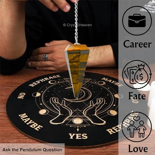 Image of Tiger Eye Pendulum Dowsing Tool - Natural Crystal Pendulum for Spiritual Guidance - Premium Dowser Pendulum for Accurate Divination and Energy Healing - Perfect for Energy Healing and Chakra Balancing - Handcrafted with Precision and Elegance
