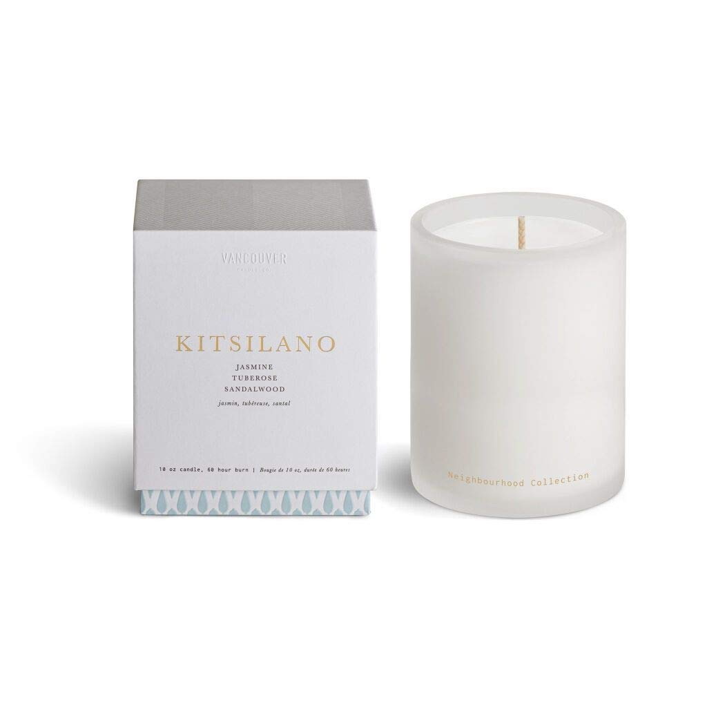 Vancouver Candle Co. Kitsilano Neighborhood Candle – Non-Toxic Soy Wax Aromatherapy Candle – Handmade with Natural Essential Oil – Strong Scented, Long Lasting 10 Ounce Jar Candle with Gift Box