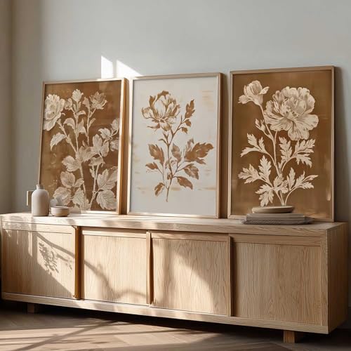 Image of kotart Aesthetic Botanical Art Home Decoration Painting | Floral Paintings With Frame For Living Room Bed Room Hotel Wall Decor Digital Reprint Set of 3 (10X13 inch)