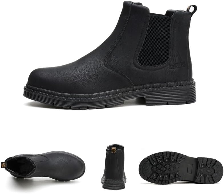 Unisex-Adults Steel Toe Chelsea Boots, Men's Industrial Construction Shoes, Waterproof, Lightweight, Comfortable, Non-slip Safety Boots - Image 8