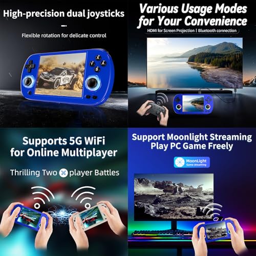 Image of Doriteney RG40XX H Retro Handheld Game Console 4.0-inch IPS screen Linux System Game Player 64GB Card Preloaded 5000+ Games RGB Lighting 3200mAh Battery RG40XX H-BLUE