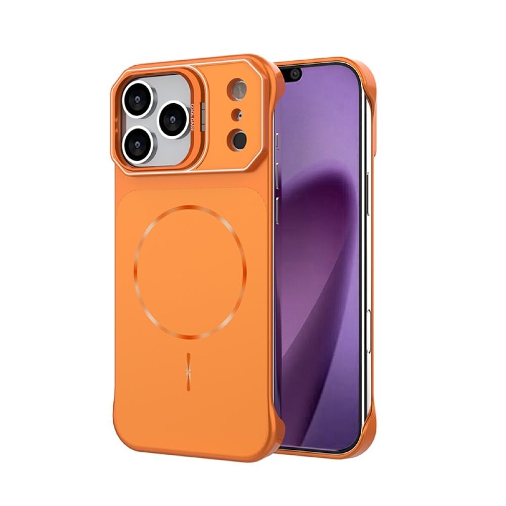Generic Funda compatible con iPhone 16 Pro (color: naranja) Funda a prueba de golpes con lente de soporte, cubierta trasera sin marco