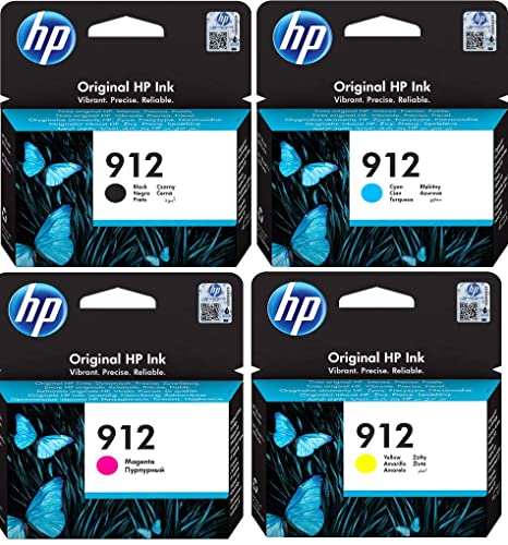 HP – 912 – Lot de 4 cartouches d'origine – Pour imprimantes HP Officejet Pro 8010, 8012, 8014, 8015, 8020, 8022, 8023, 8024, 8025