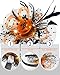 Bniksok Halloween Tea Party Fascinator Hats for Women Cocktail Wedding Halloween 1920s Black Orange