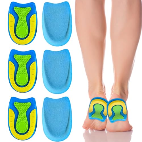 ZYKORT 3 Paia Solette Per Tallone, Taglia L Cuscinetti in Gel in Silicone, Solette per Tallone Scarpe per Uomo, Tendine D'Achille Plantari per Tallonite per Plantar Fasciite e Dolori di Achille