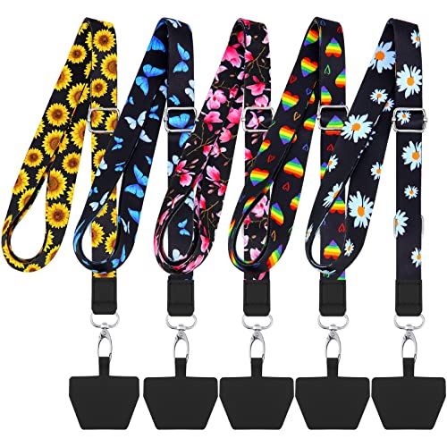 Lot de 5 cordons à bandoulière multifonctionnels pour téléphone portable et sangle de cou universelle