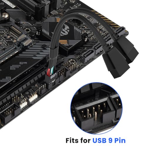 Image of ZORBES USB Internal Header Extension Cable, USB 2.0 /3.0 Motherboard Extension Cord for Front Panel & Internal Device Connection, 15cm No Tangle Nylon Braided Cord