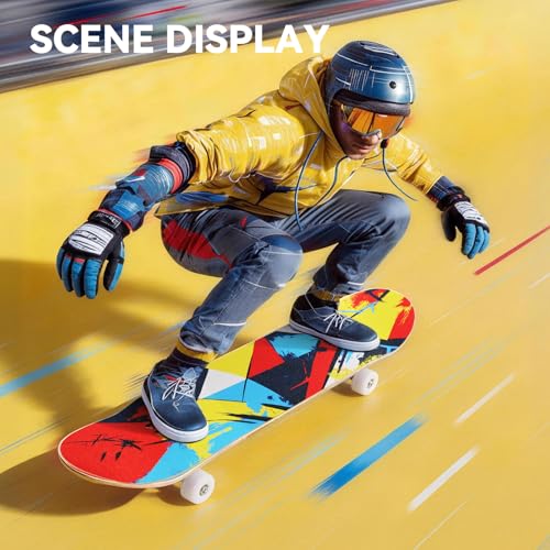 Image of Professional Double Kick Skateboard, 31 inch Maple Deck, ABEC-9 Bearings, 95A PU Wheels (White-red Grid, 31in)
