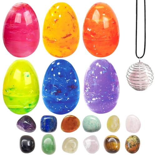 Image of PARSUP 24PCS Easter Eggs with Crystal Gem Stones for Easter Theme Party Favors, Supplies for Easter Egg Hunt, Basket Stuffers/Fillers, Classroom Prize Supplies Toddler Boys Girls