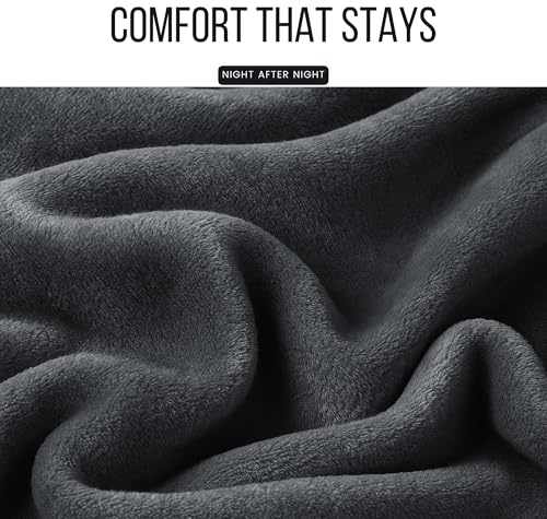 Image of VAS COLLECTIONS Luxury Warm Winter Elastic Fitted Bedsheet with 2 Pillow Covers - Ultra Soft Flannel Velvet Touch, Cozy & Wrinklefree lintfree Size - 78x72+10 Inches (Dark Grey)