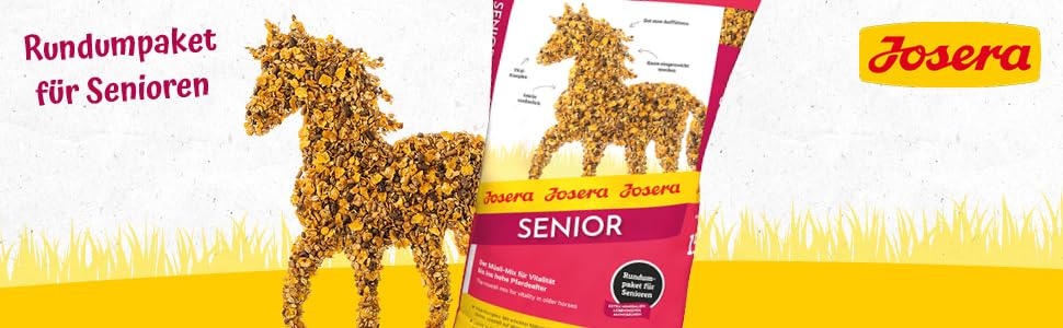 JOSERA Senior (1 x 15 kg) | PFERD SENIOR | Premium Pferdefutter für ältere & schwerfuttrige Pferde | Müsli-Mix für Vitalität bis ins hohe Pferdealter | nährstoffreich & leicht verdaulich | 1er Pack