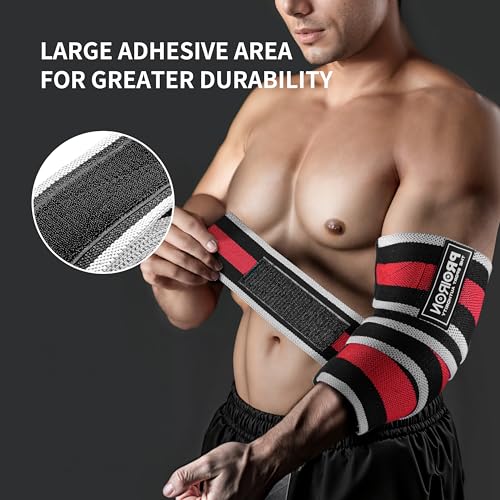 PROIRON Elbow Wraps for Weightlifting,Elastic Elbow Support Increases Stability of Joints, 40" Elbow Straps for Bench Press, Bent Row & Powerlifting for Men and Women - Pair (Phantom Red) - Image 5