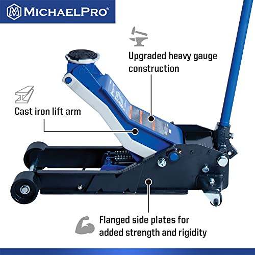 Image of MichaelPro 3.5 Ton Speedy Lift Low Profile Floor Jack - Efficient and Safe Lifting for Your Vehicle, Lowering Speed Control | MP017003