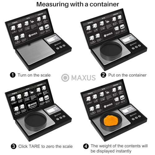 Image of MAXUS Digital Gram Scale 1000g /0.1g, Small Food Scale with Backlit LCD, Mini Pocket Scale for Jewelry